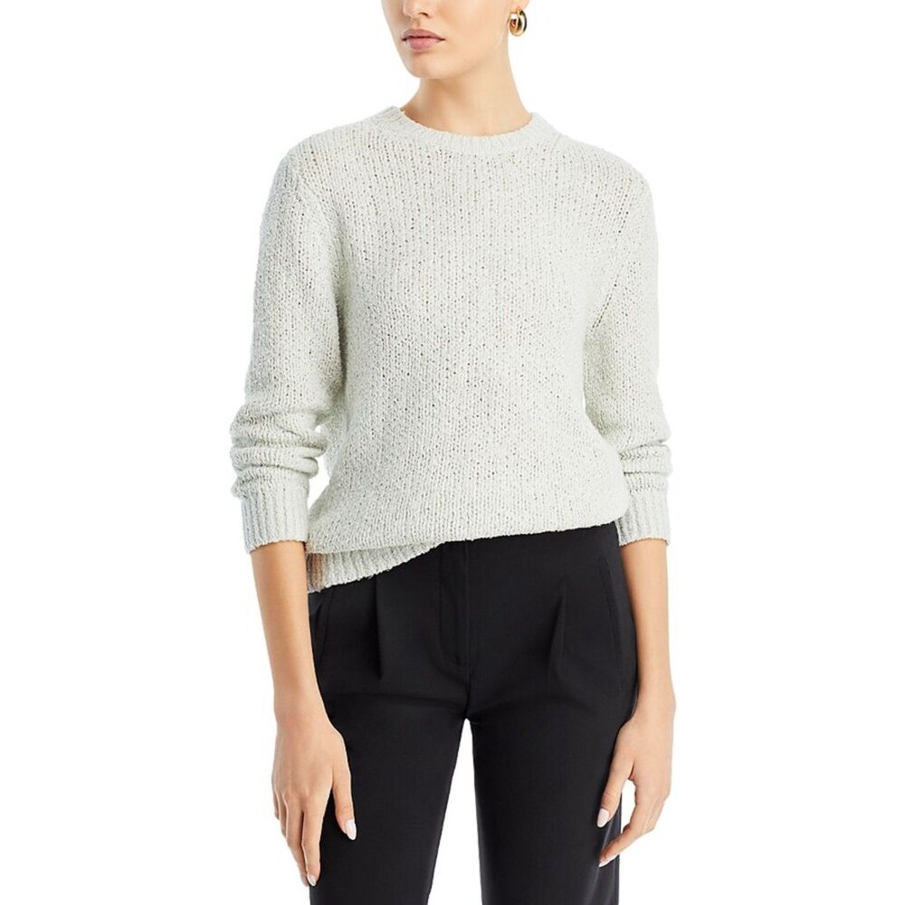 Theory Cotton Blend Pullover Crewneck Sweater Petite